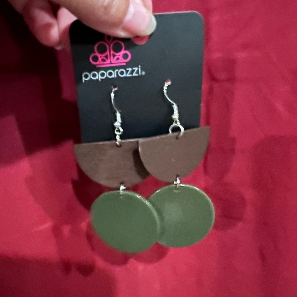 Paparazzi Brown and Green Dangle Earrings